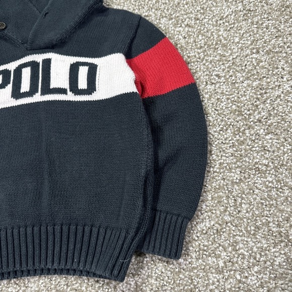 Polo Ralph Lauren Shawl Collar Sweater Spell out Kids Size 5 - Picture 3 of 12